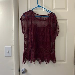 Maroon See though Blouse